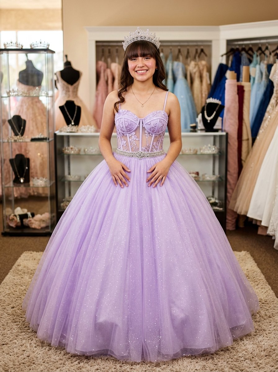 15 Años - Sesión de Quinceañera con Vestido Lila y Tiara